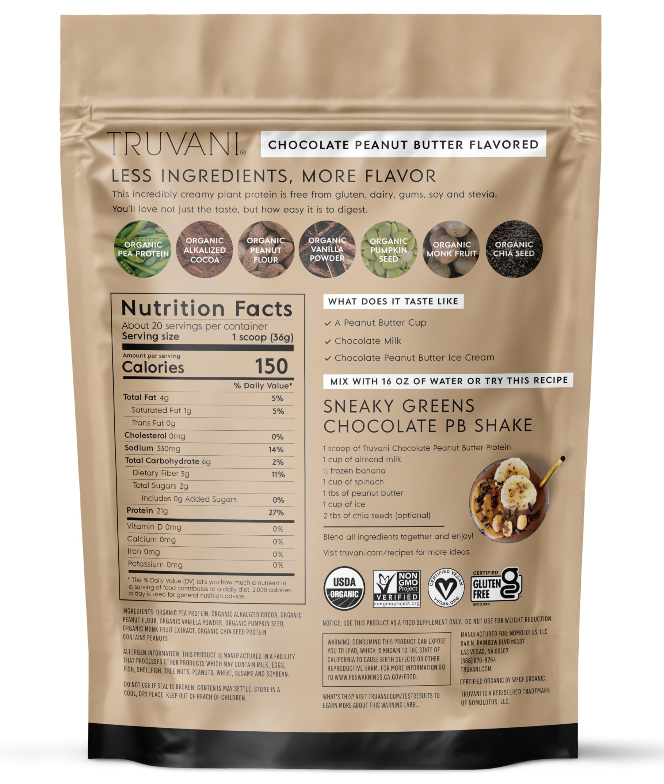 Truvani shake poured into glass demonstrates easy daily protein boost.