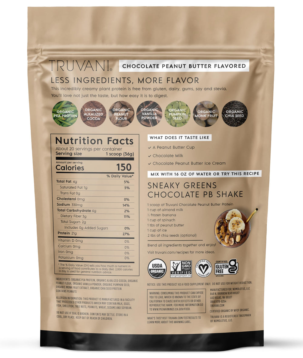 Truvani shake poured into glass demonstrates easy daily protein boost.