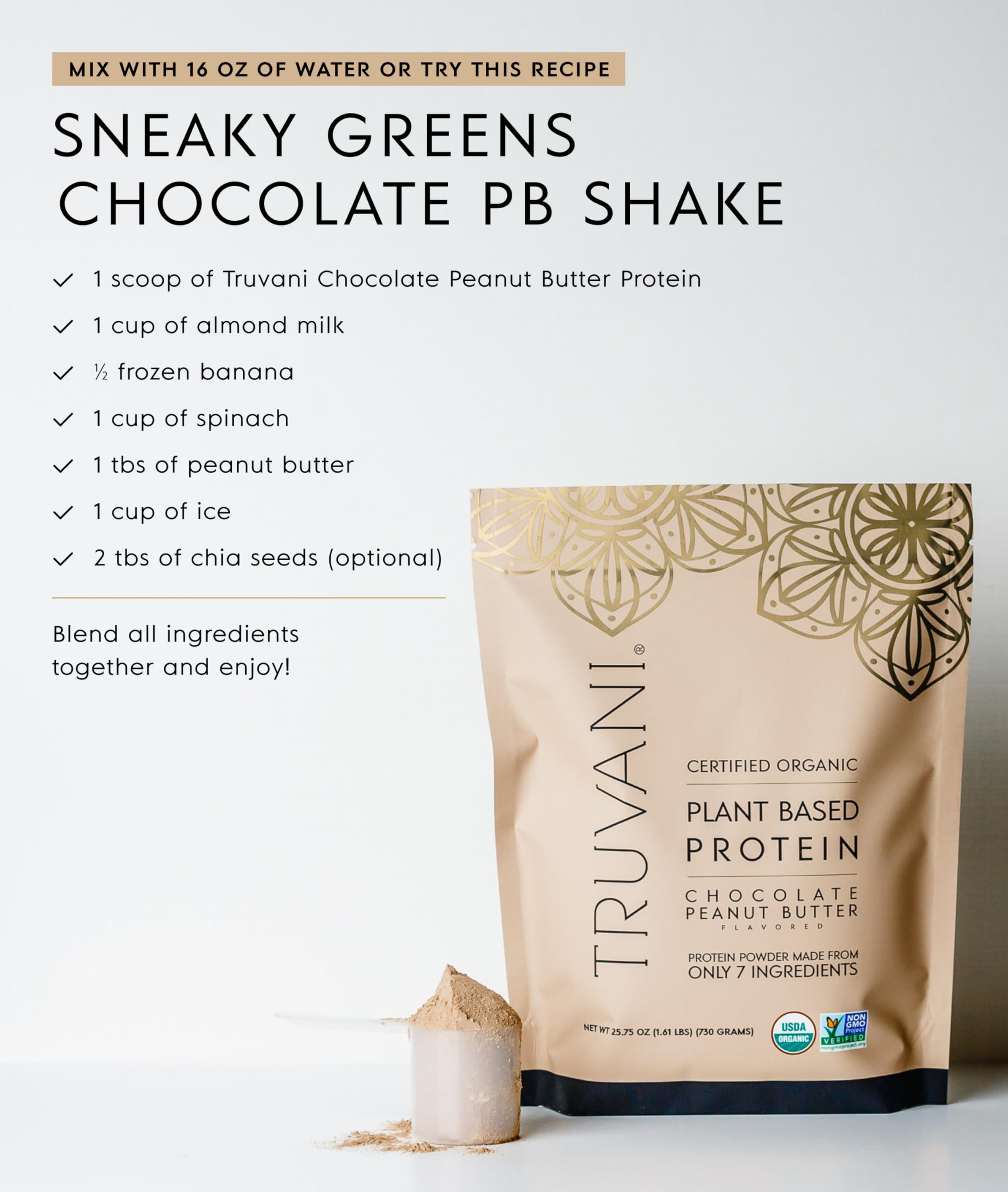 Serving suggestion with powder stirred into breakfast bowl.