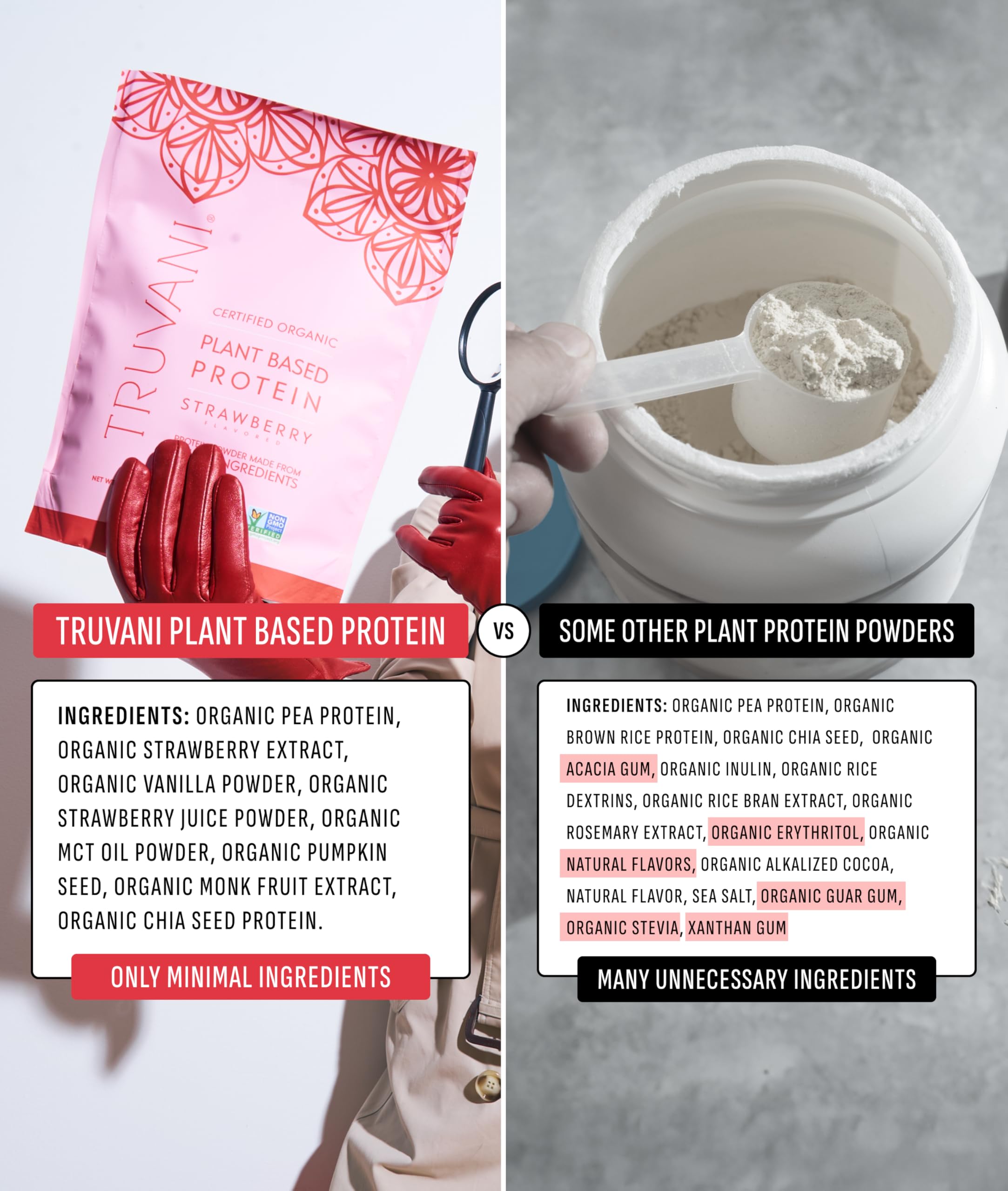 Truvani scoop and powder image conveys easy measuring for quick shakes