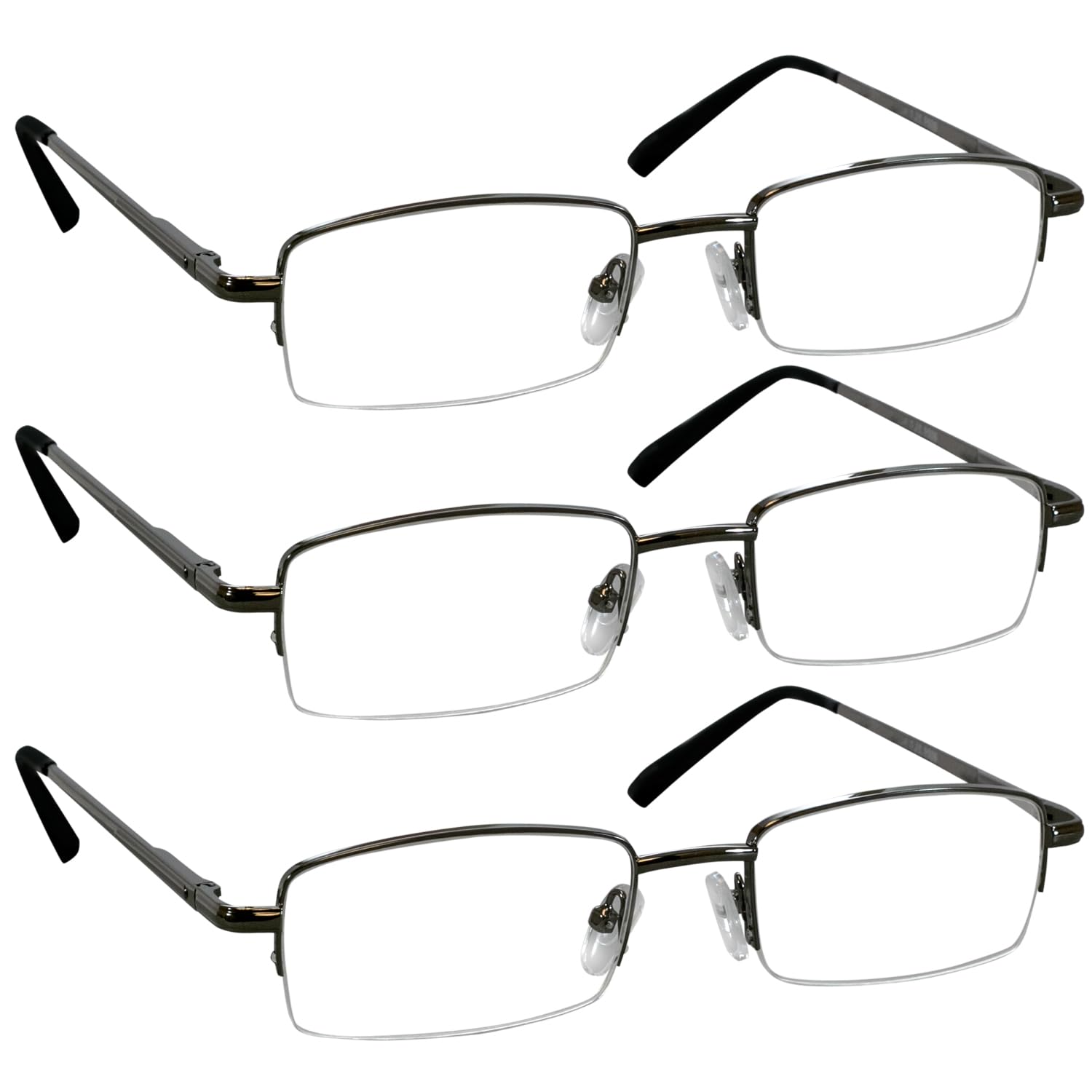 TruVision Readers 3-pack gunmetal frame for durable everyday wear and easy reading.