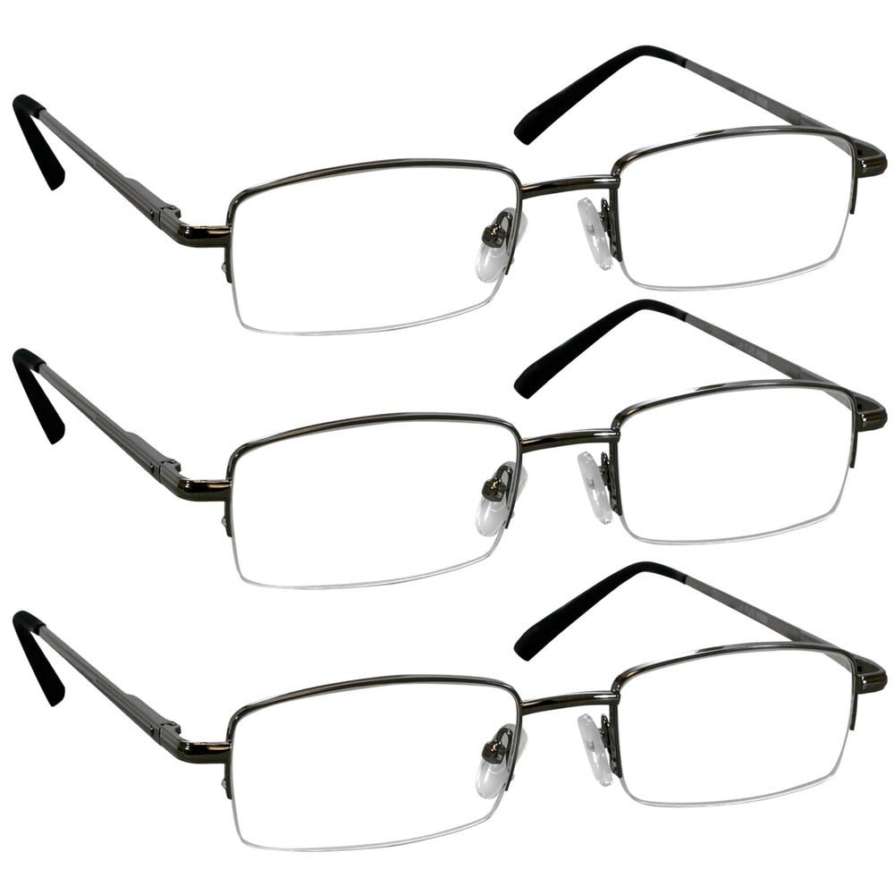 TruVision Readers 3-pack gunmetal frame for durable everyday wear and easy reading.