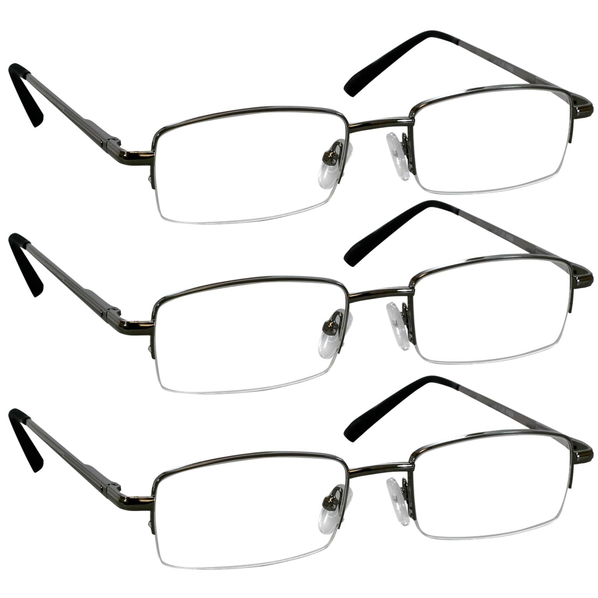 TruVision Readers 3-pack gunmetal frame for durable everyday wear and easy reading.