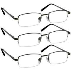 TruVision Readers 3-pack gunmetal frame for durable everyday wear and easy reading.