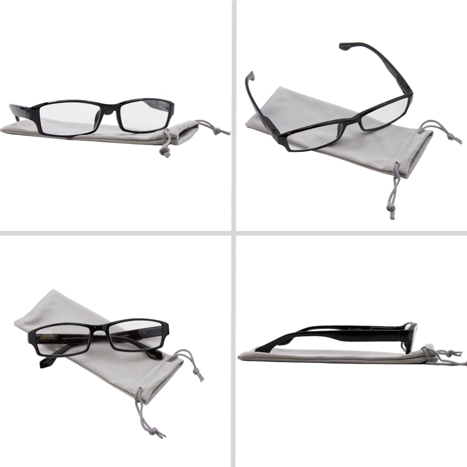 TruVision Readers 9501HP microfiber bag protects lenses during travel.