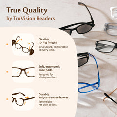TruVision Readers rectangular frame design for a versatile, modern look.