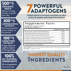 TruWild adaptogen capsules closeup for easy daily use