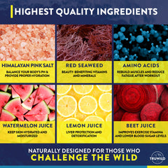 Nutrition panel shows vitamin C, zinc, and magnesium in TruWild Hydrate
