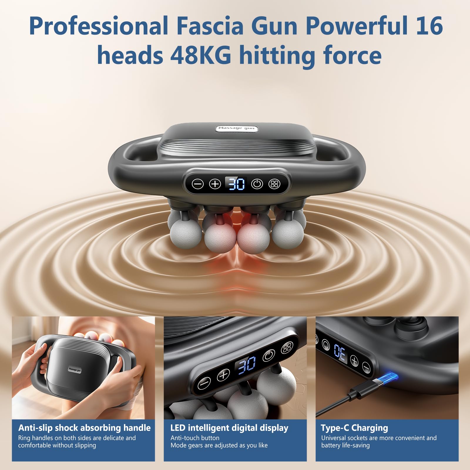 Trvtve massager—battery charging port and long-life for home use.