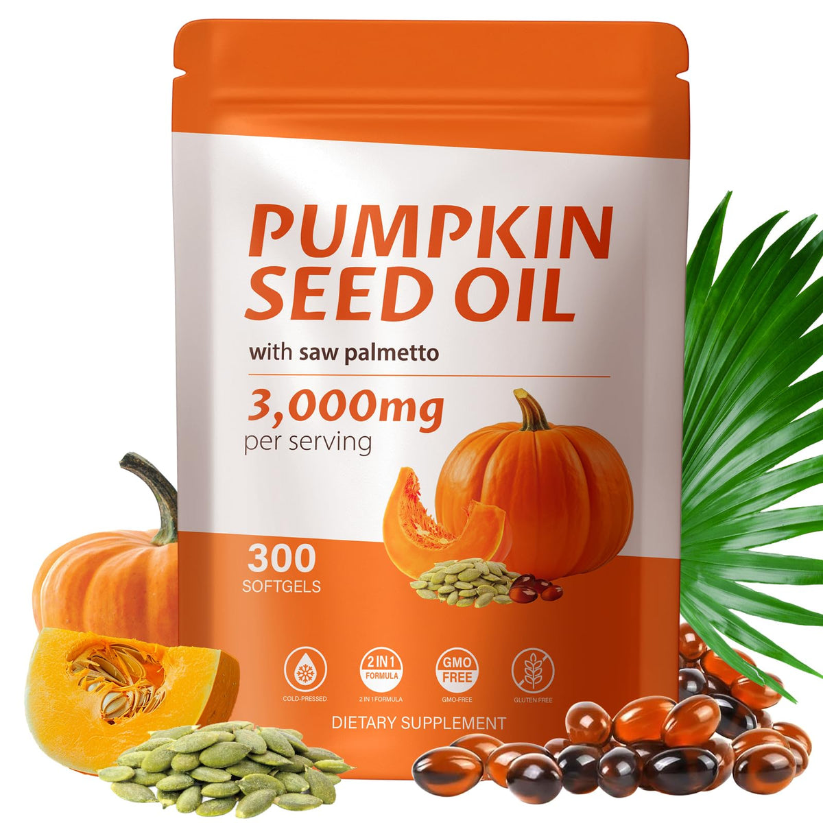 TTGUMMYAMAL Pumpkin Seed Oil Capsules bottle, showcasing a vegan daily wellness supplement.