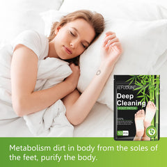 Tudiqe sleep-ready foot patches shown with socks for overnight wear.