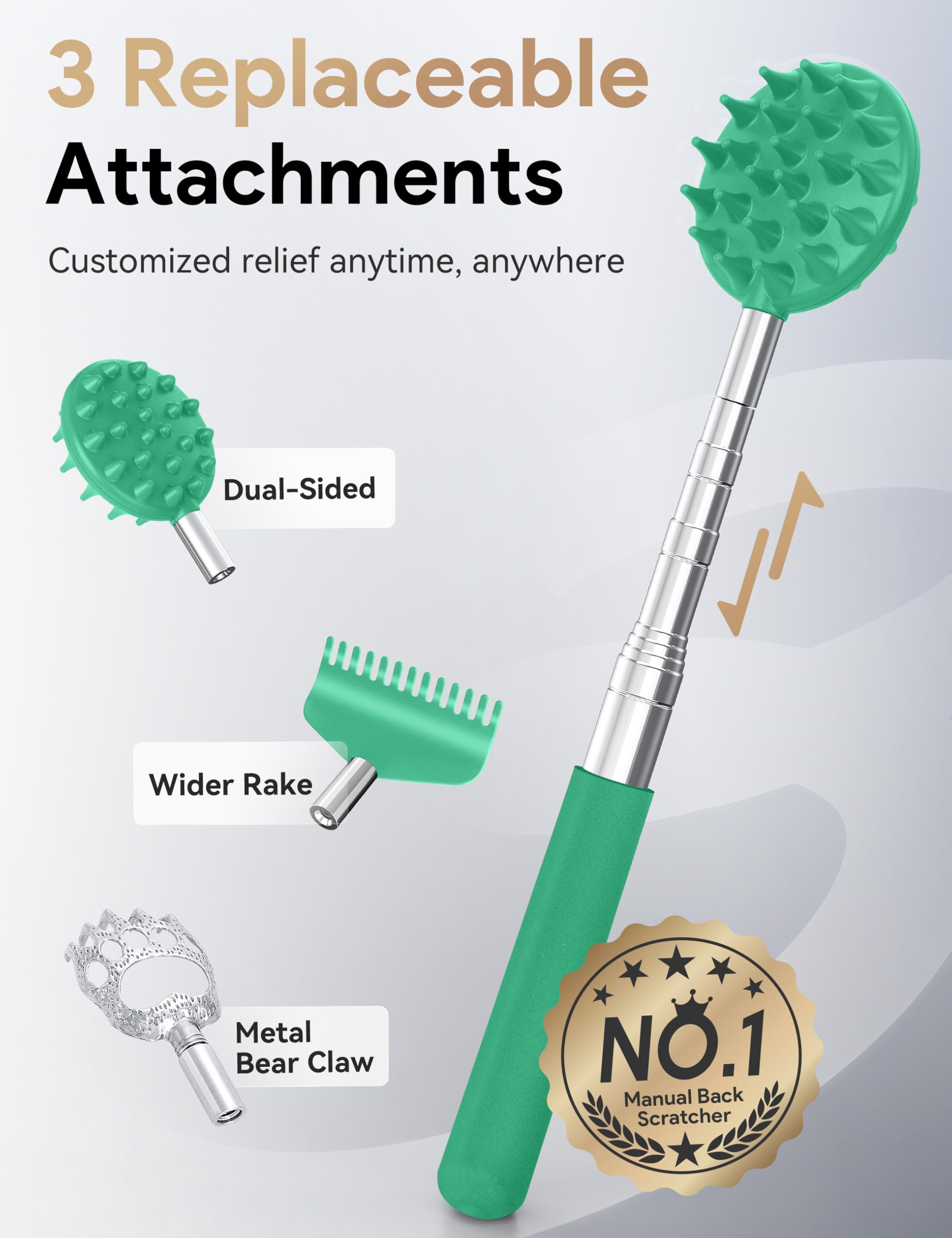 TUKUOS back scratcher extended to 32 inches for hard-to-reach spots