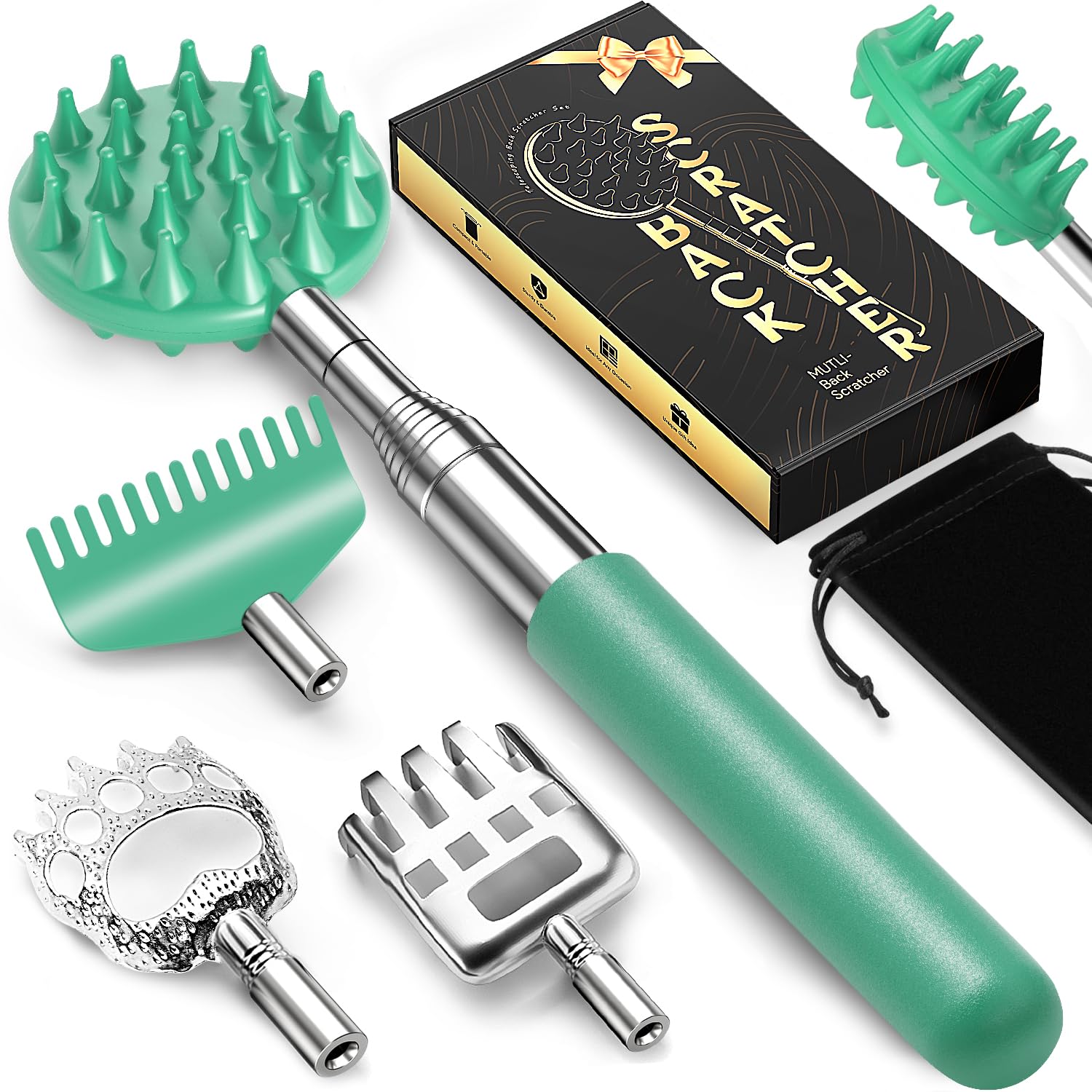 TUKUOS telescoping back scratcher in compact 8-inch mode for travel