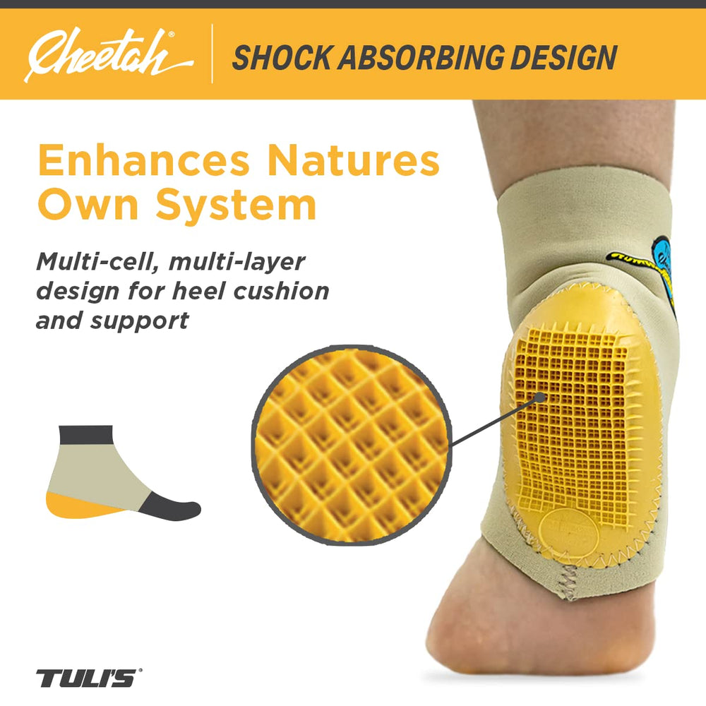 Tuli’s Cheetah Heel Cup on foot during dance practice provides cushion.
