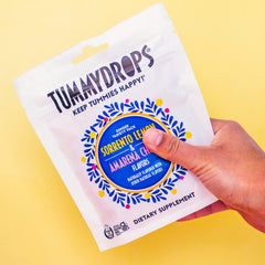 Tummydrops organic ginger extract patent process label close-up