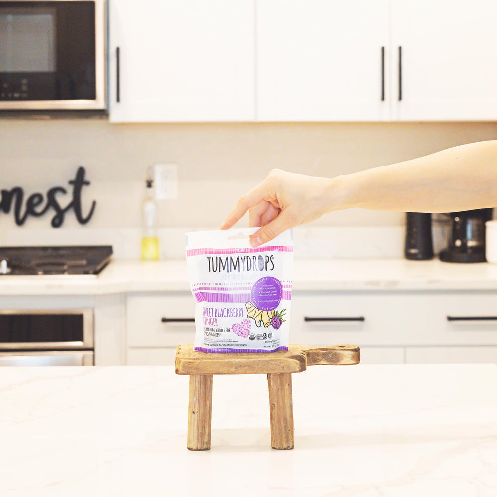 Tummydrops sweet blackberry ginger drops pack shows convenient on-the-go relief