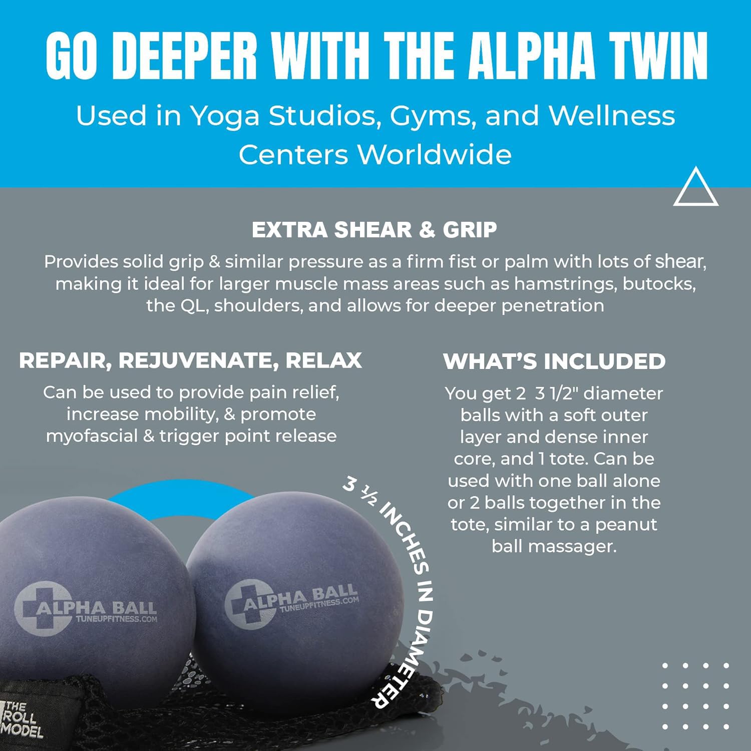 Two Tune Up Fitness Alpha balls used together for deep back and shoulder release.