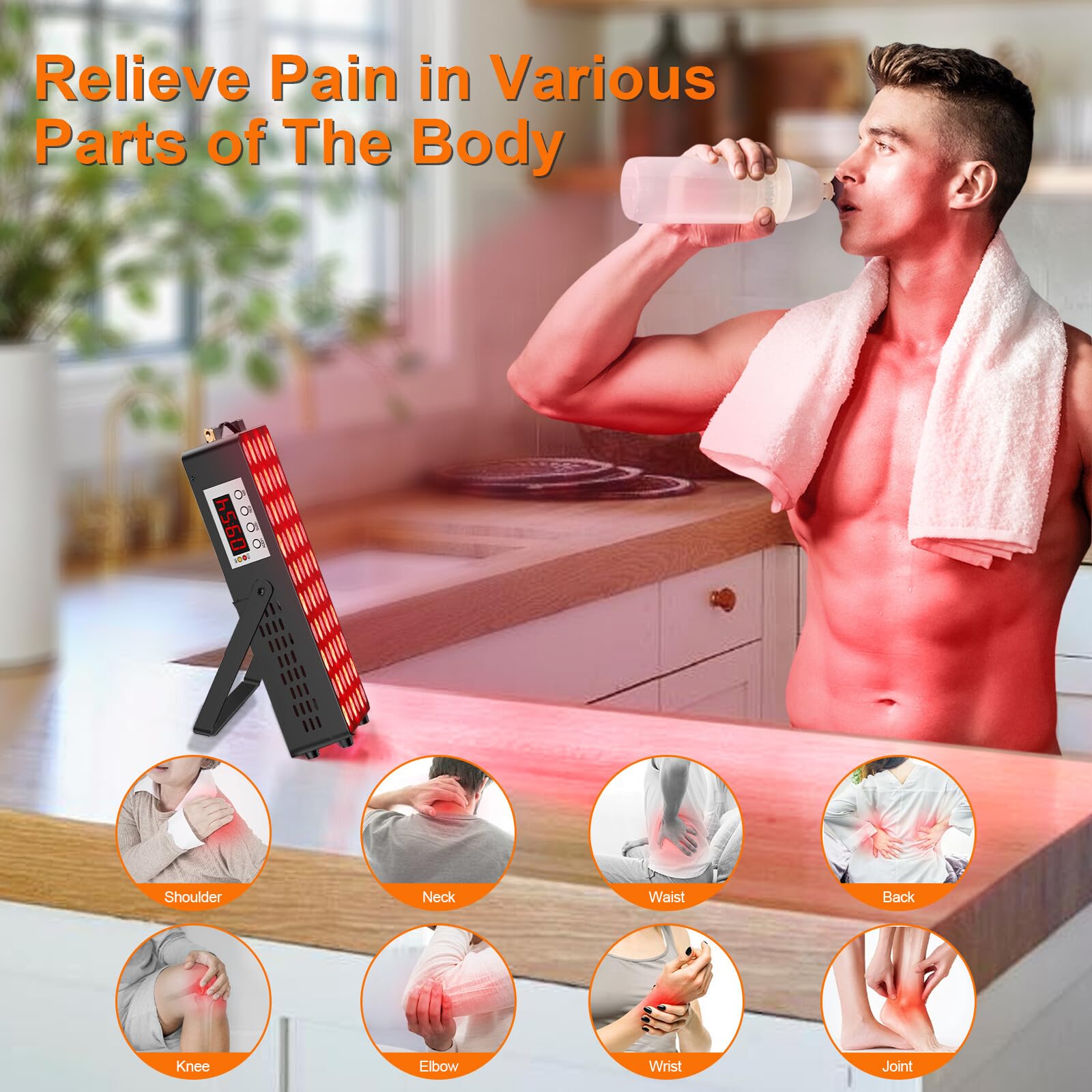 Tuohun red light therapy panel side view for convenient home use.