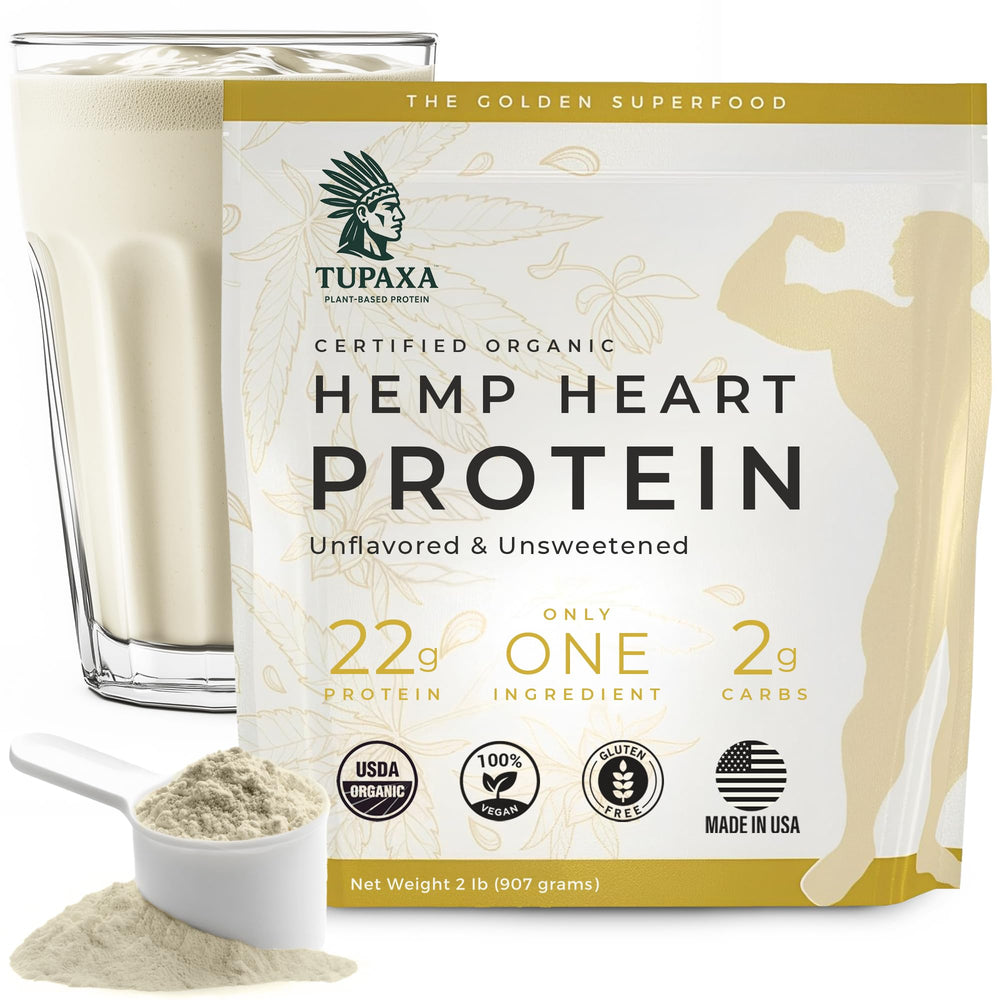 Tupaxa hemp protein powder unflavored bottle, ideal for smoothies and clean plant protein
