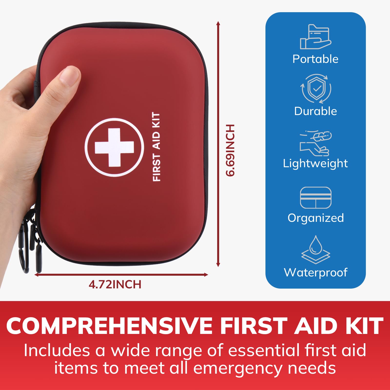 TUPUQI kit de emergencias 144 piezas, portátil para coche y hogar.