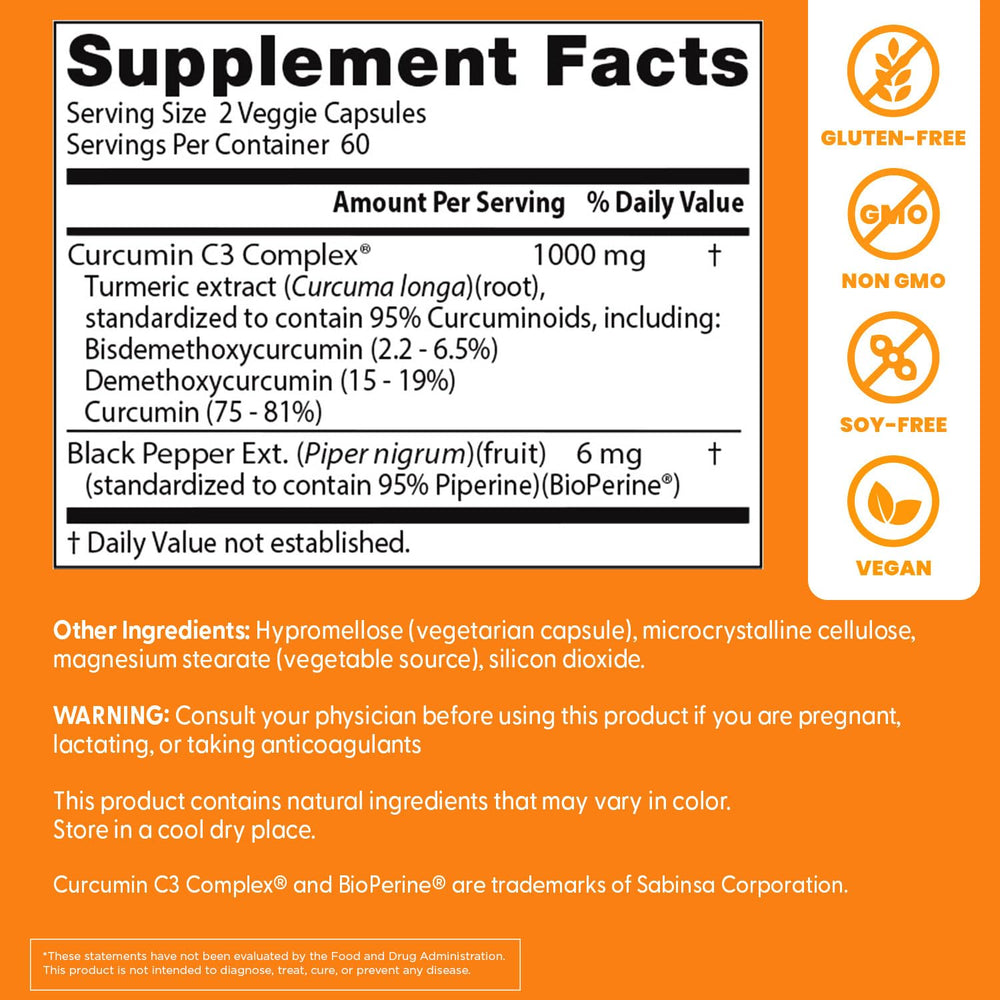 Turmeric root with C3 Complex label indicating antioxidant-rich formula