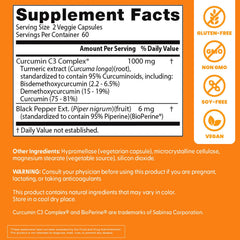 Turmeric root with C3 Complex label indicating antioxidant-rich formula