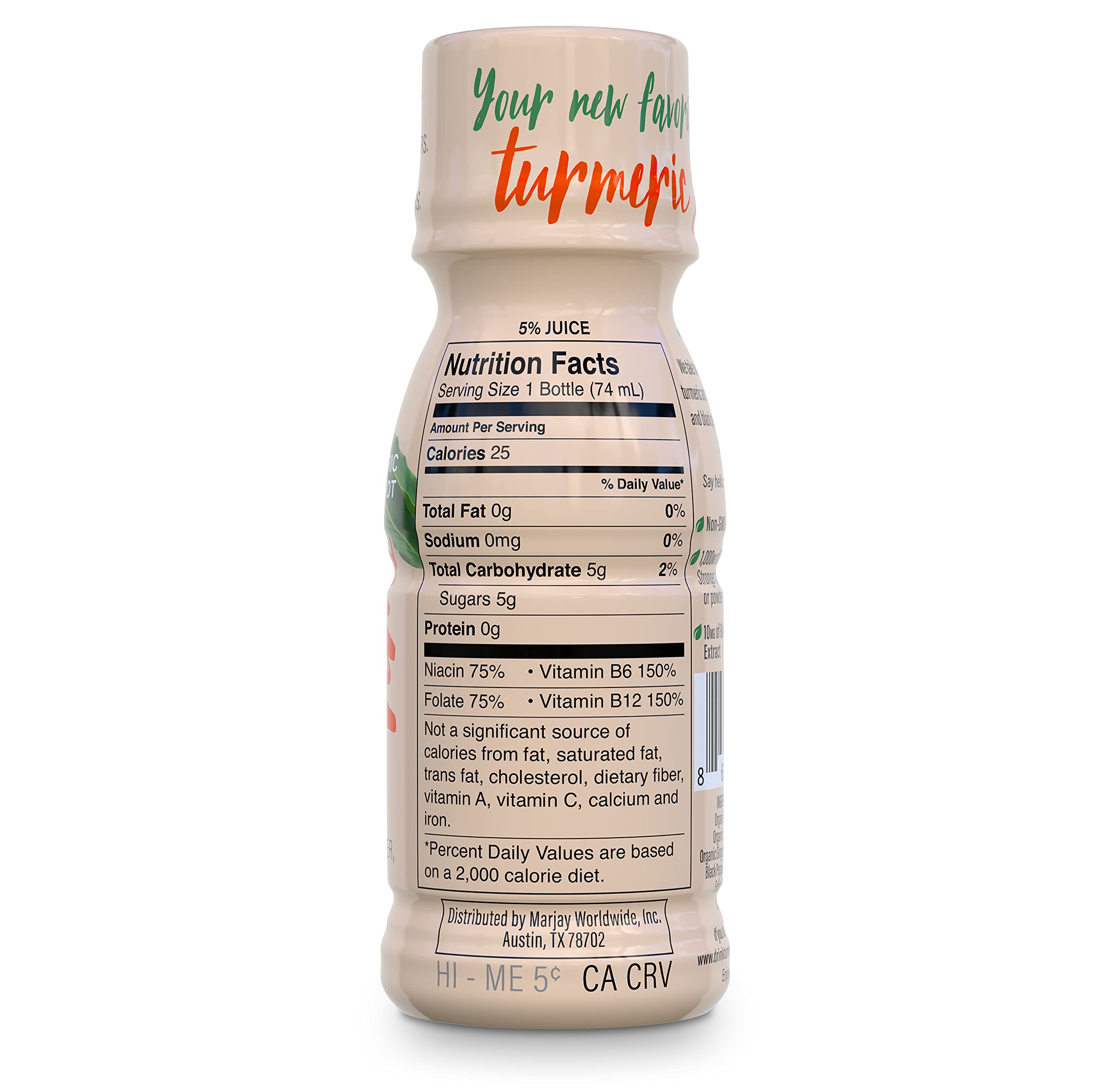 Turmeric Time preservative-free illustration emphasizes clean ingredients.