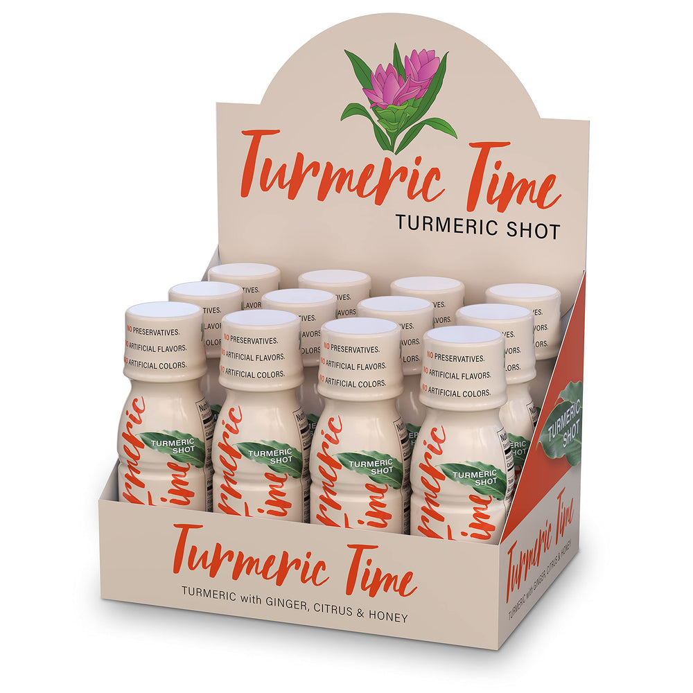 Turmeric Time bottle front highlighting branding and non-GMO formula for daily wellness.