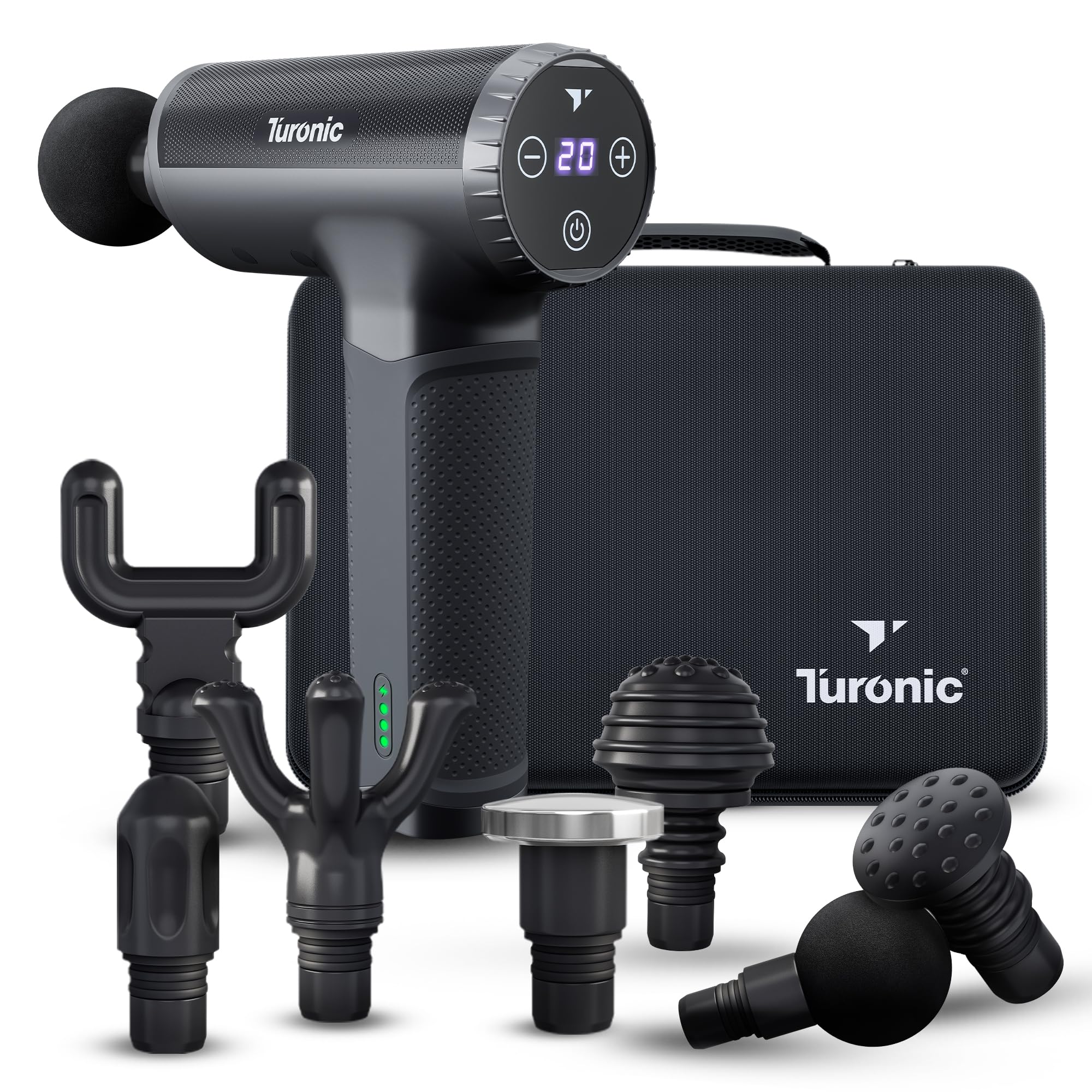 Turonic GM5 massage gun delivers deep tissue percussion for targeted relief.