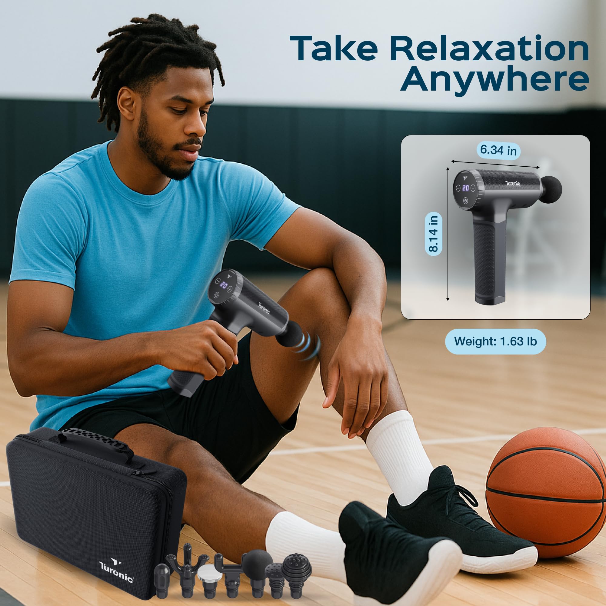 Turonic GM5 ergonomic cordless handle supports comfortable use.