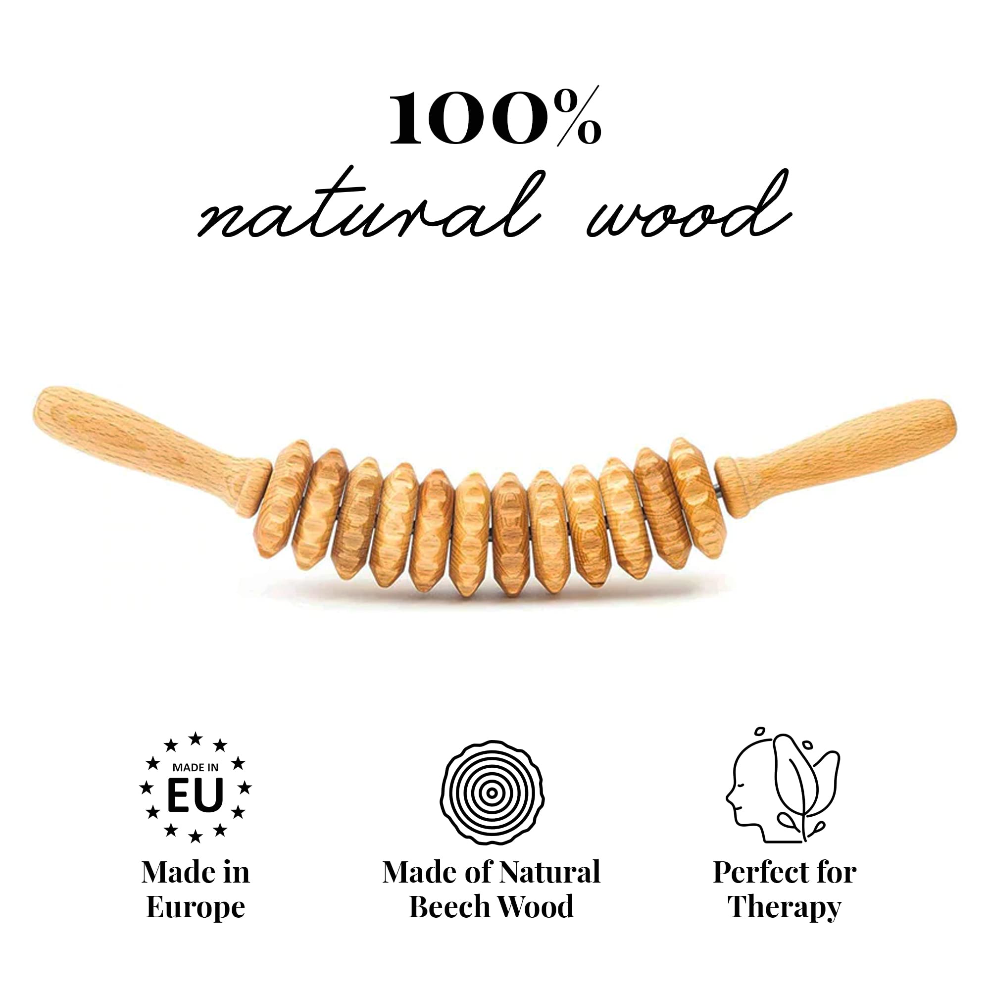 Tuuli wooden massage roller buttocks; relaxing self-care session.