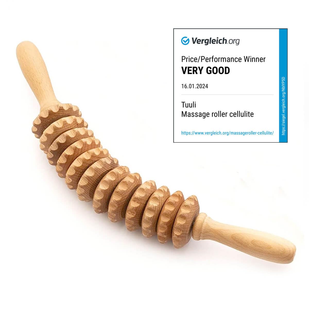 Tuuli wooden massage roller hips; comfortable flank massage tool.