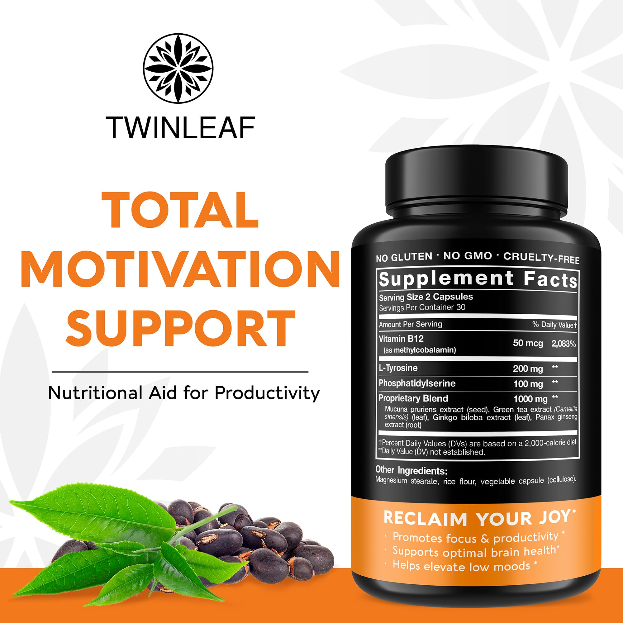 TWINLEAF Dopamine bottle label highlighting USA-made formulation.