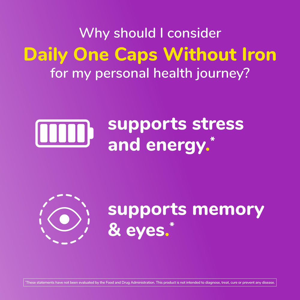 Twinlab Daily One Caps Without Iron bottle beside water for easy intake