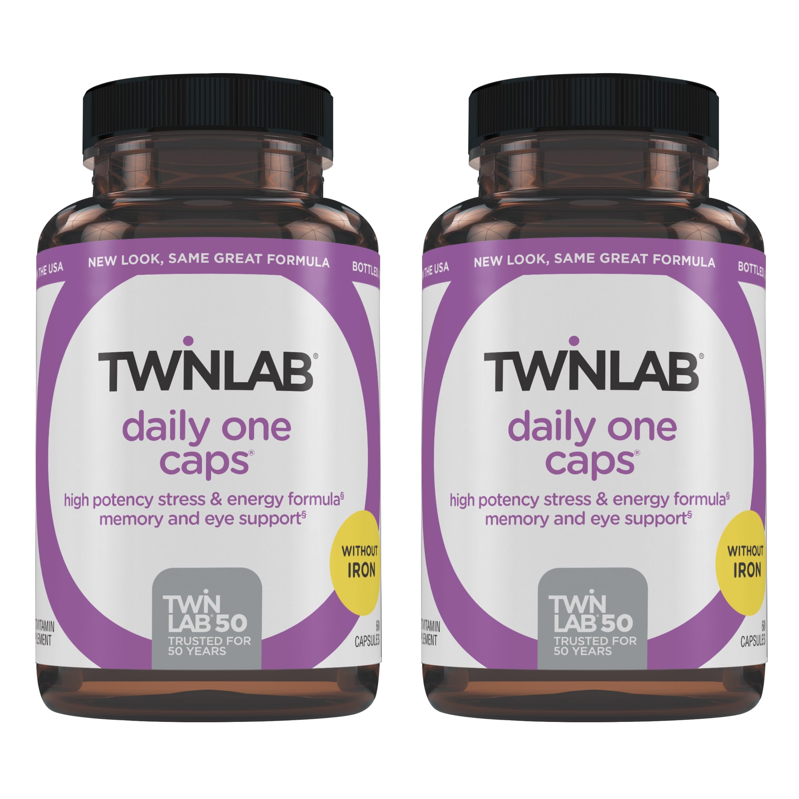Twinlab Daily One Caps without Iron bottle on shelf for easy daily wellness