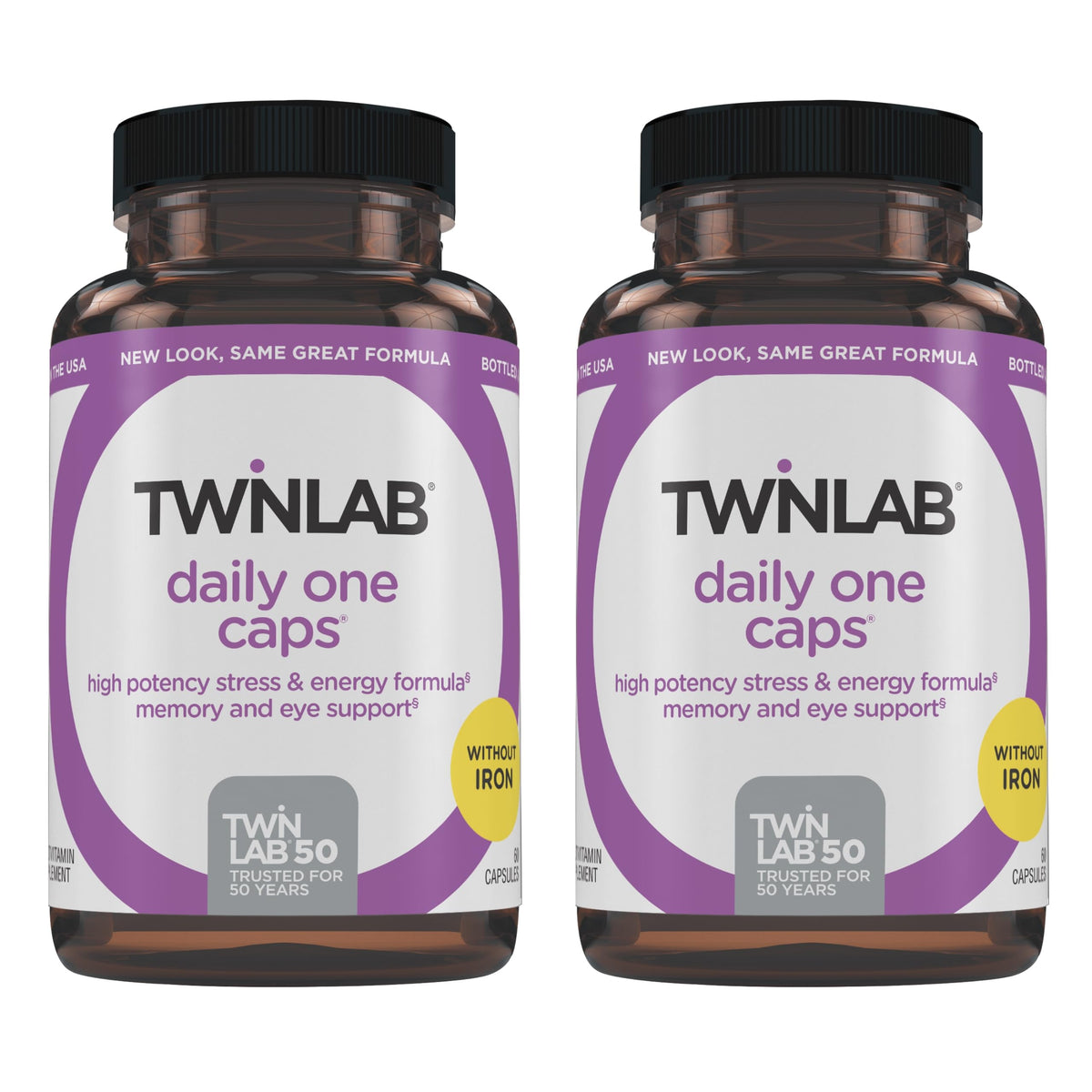 Twinlab Daily One Caps without Iron bottle on shelf for easy daily wellness