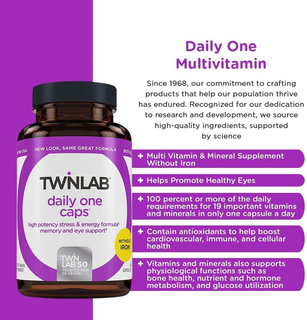 Twinlab Daily One capsules side view for easy daily use