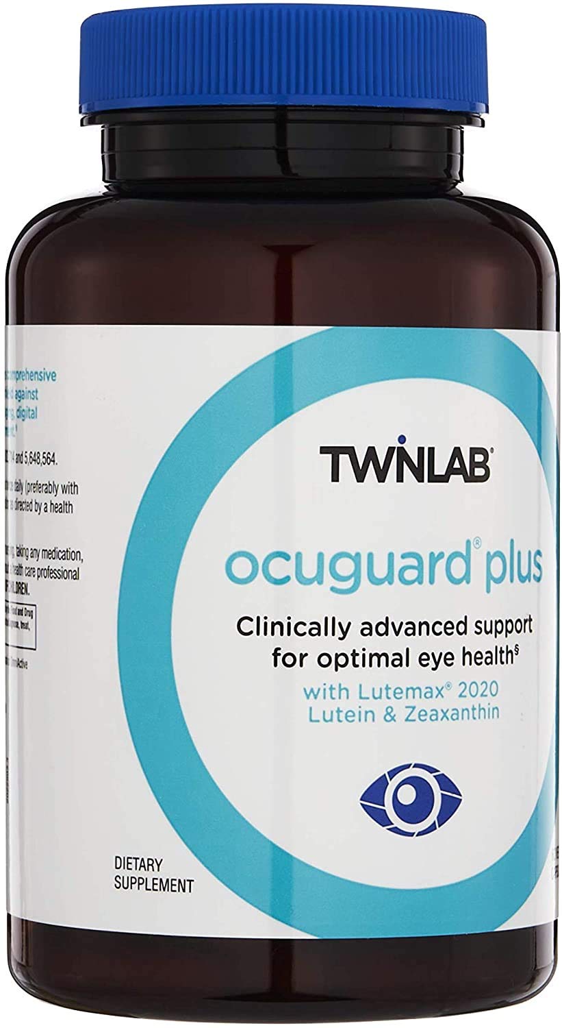 Twinlab Ocuguard Plus label closeup shows zinc and vitamin blend for eye support