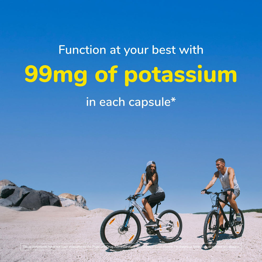 Twinlab Potassium Caps bottle with dosage info close-up emphasizing 99 mg per capsule.