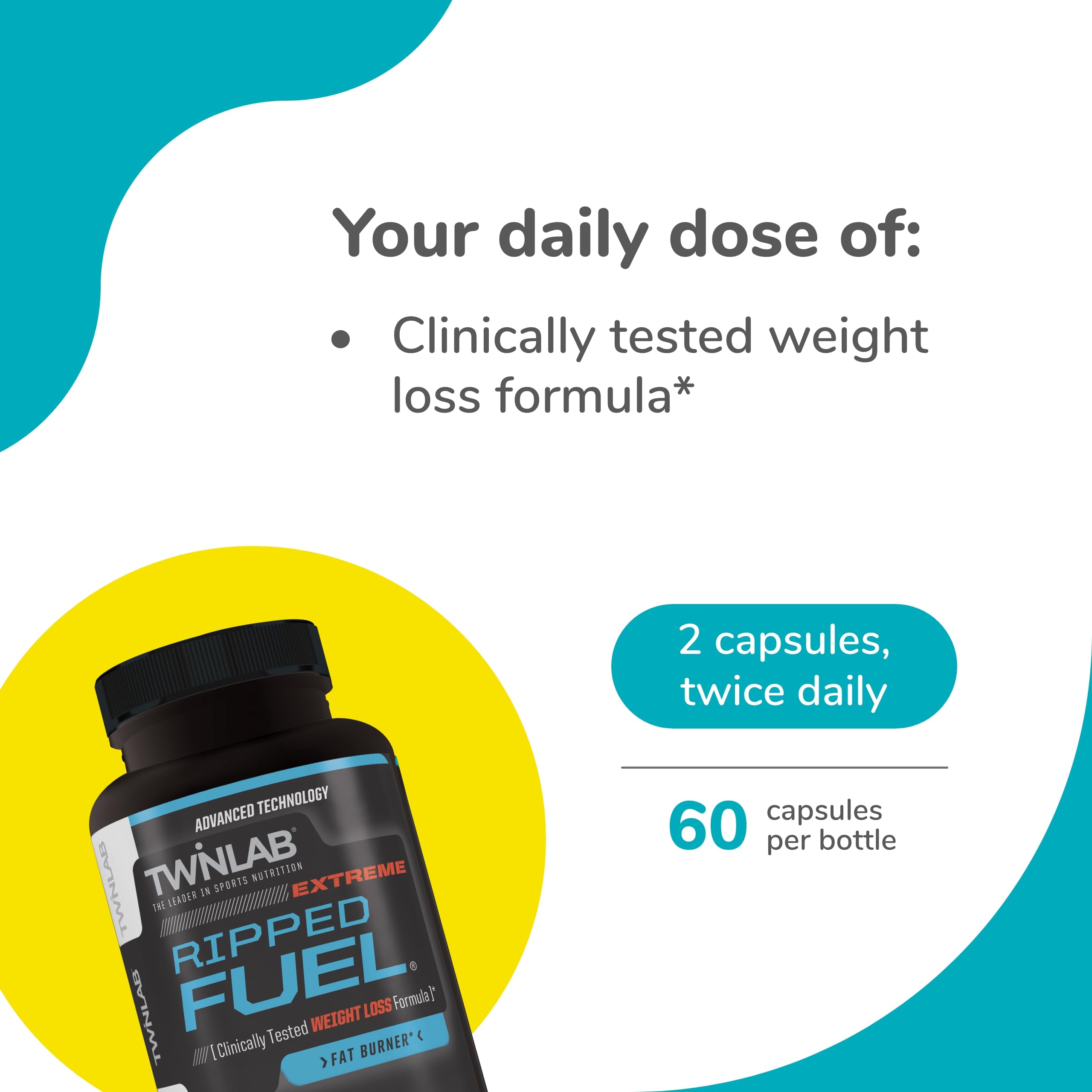 Twinlab Ripped Fuel Extreme label highlighting key ingredients like green tea extract.