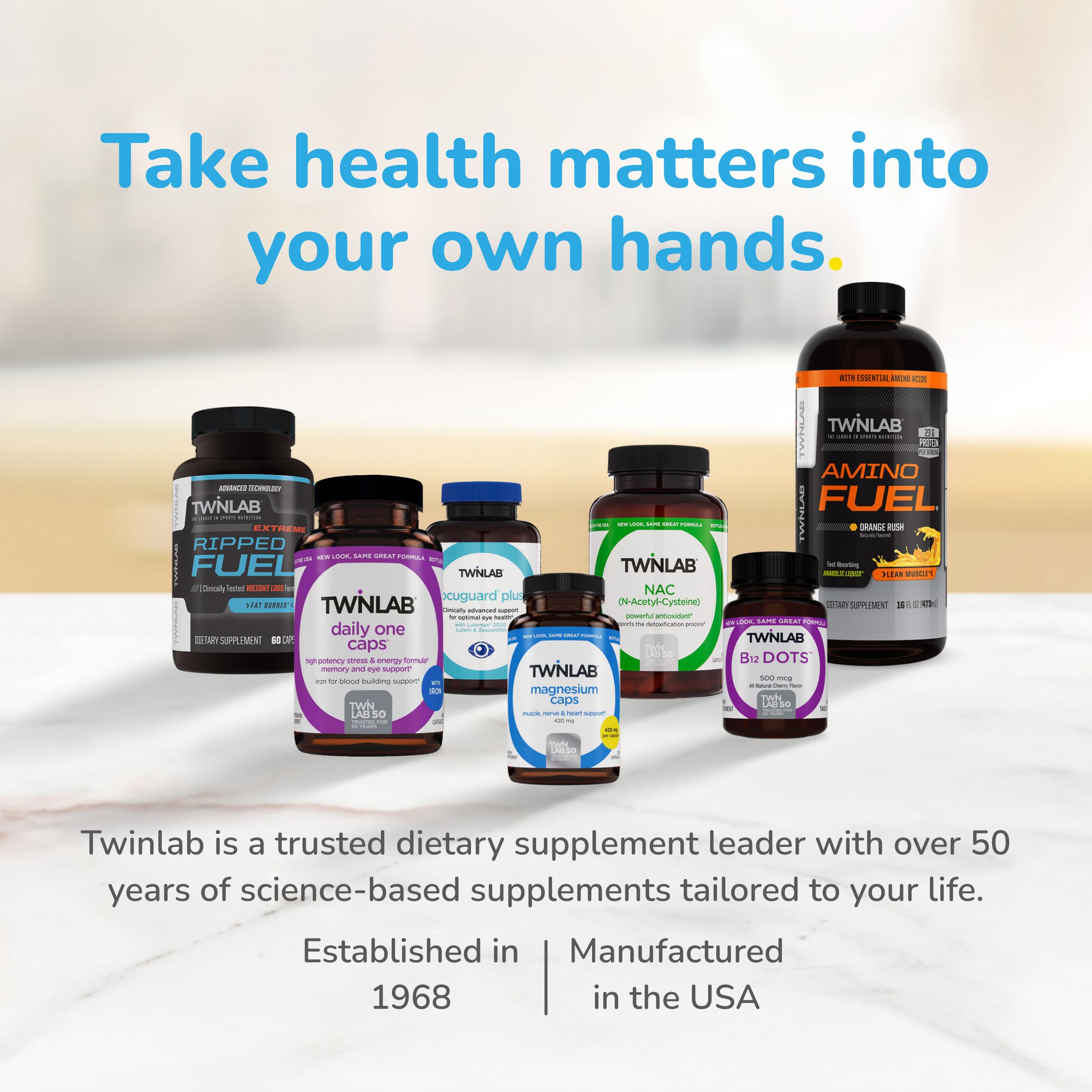 Twinlab Ripped Fuel display packaging scene showcases on-the-go energy.