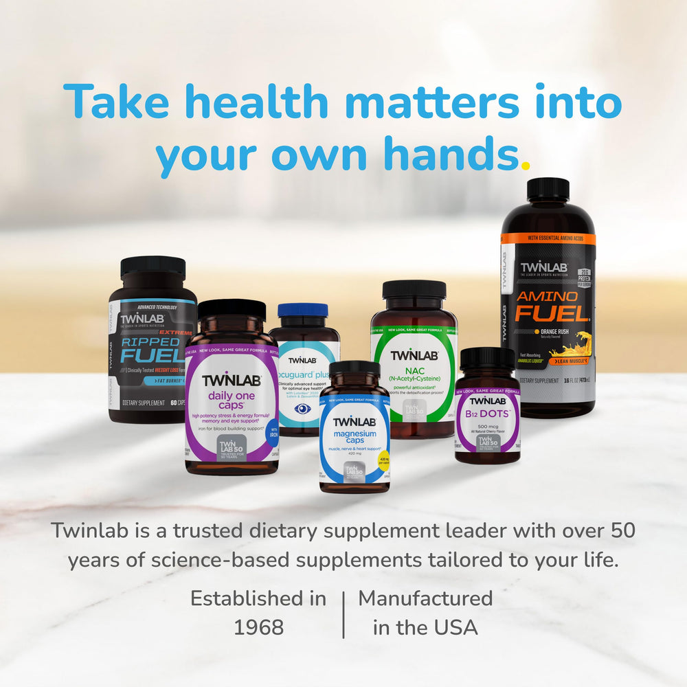 Twinlab Ripped Fuel display packaging scene showcases on-the-go energy.