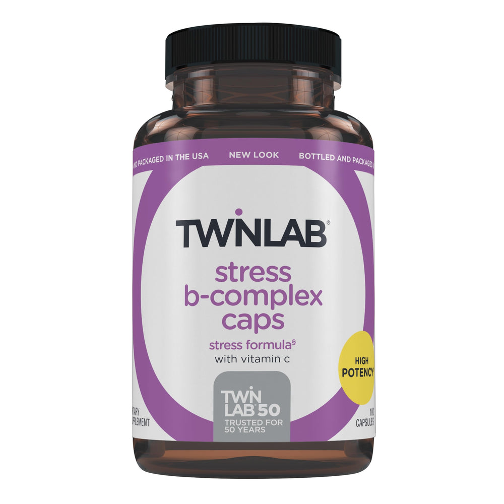 Twinlab Stress B-Complex bottle front highlighting energy support potential
