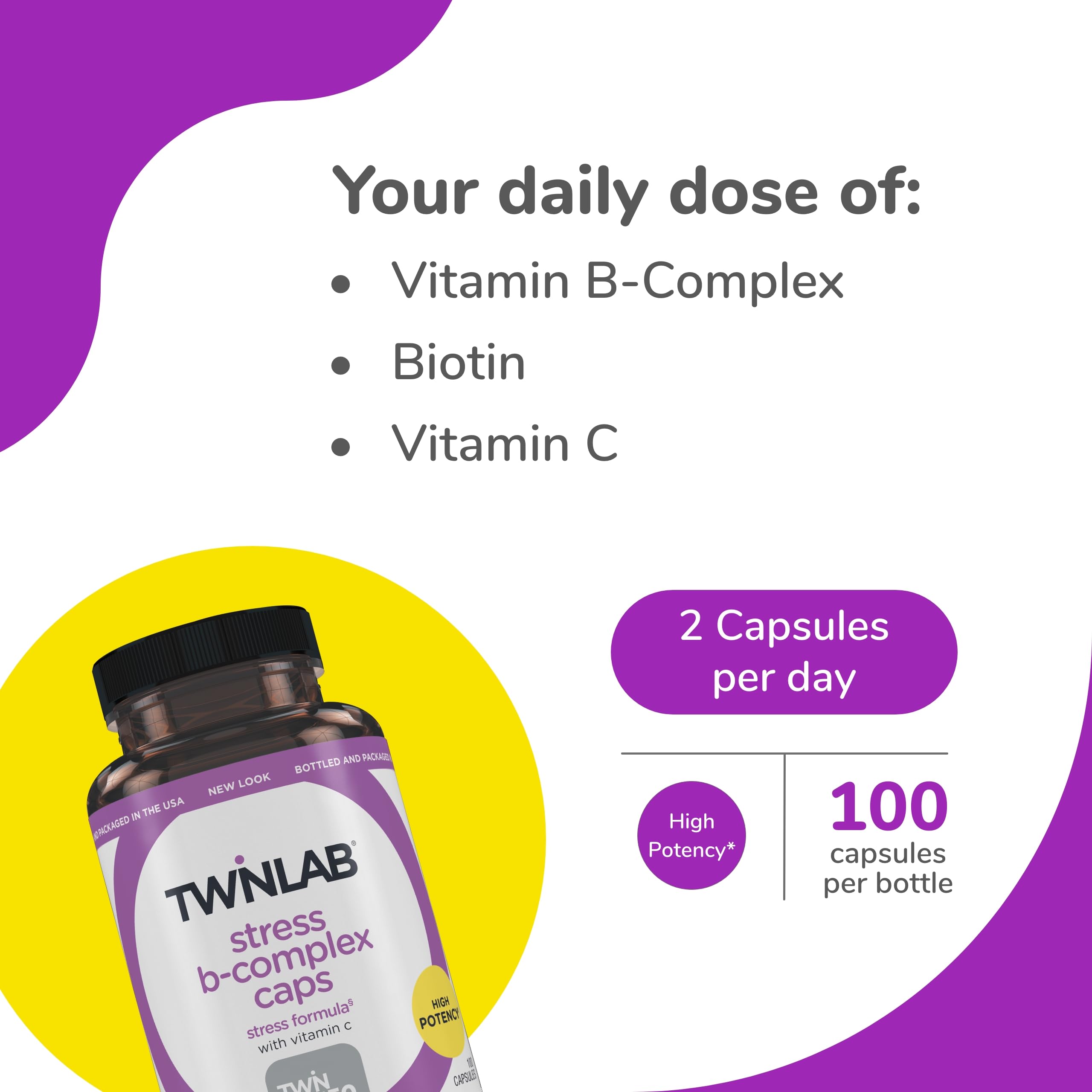 Twinlab Stress B-Complex label close-up with vitamin C information