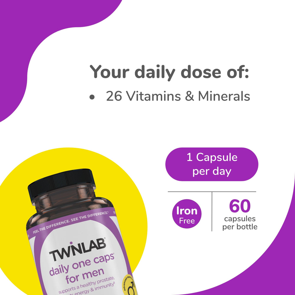 Twinlab TWL Men's Daily One capsules closeup for wellness.
