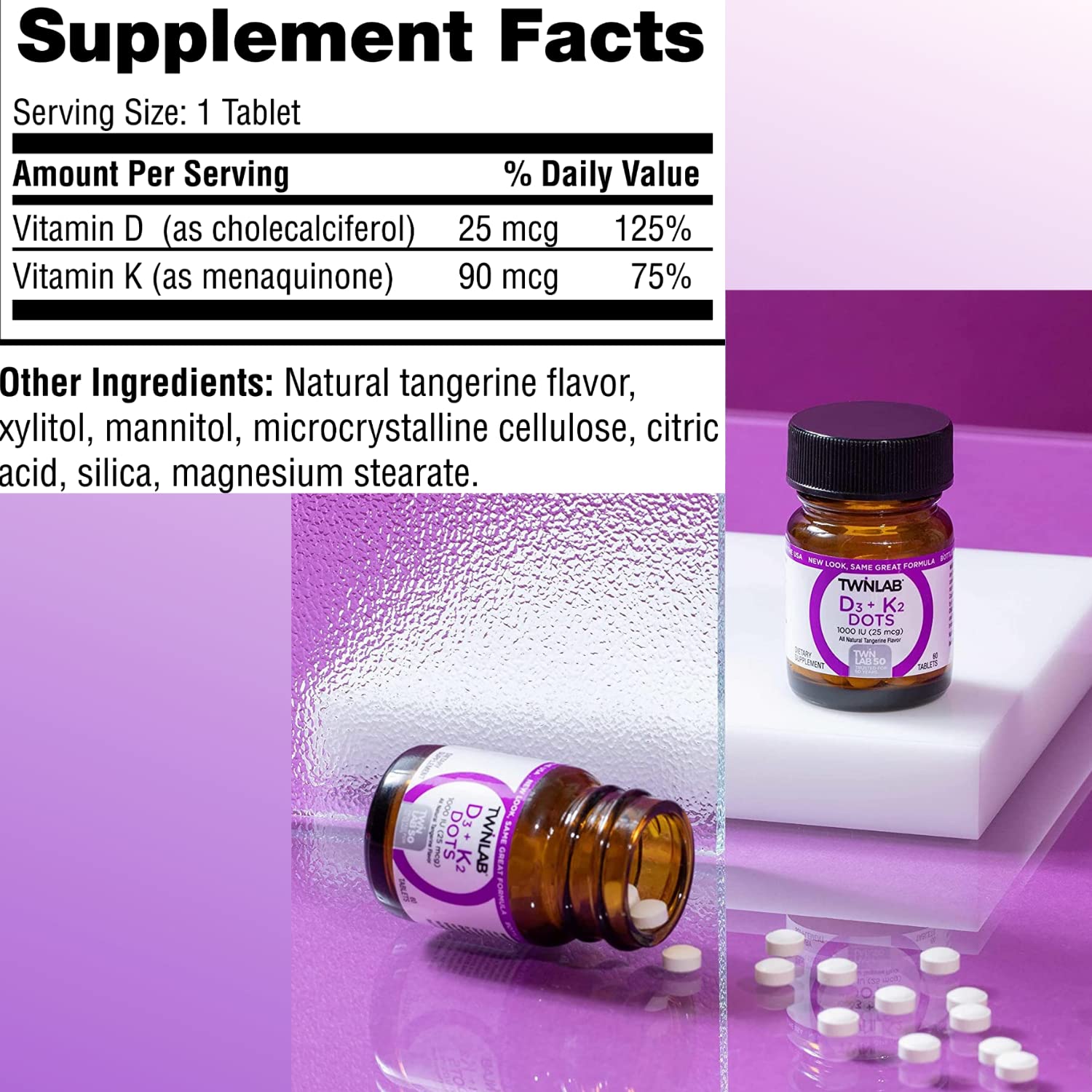 Closeup of Twinlab Dots showing tiny, easy-to-dose capsules for daily use