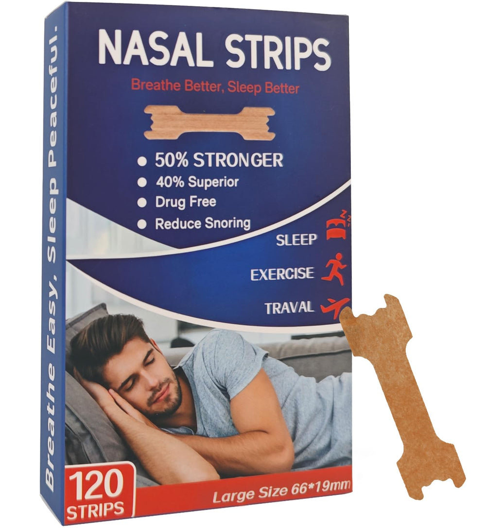 Tyelason nasal strips 120-count pack promotes steady breathing for improved sleep