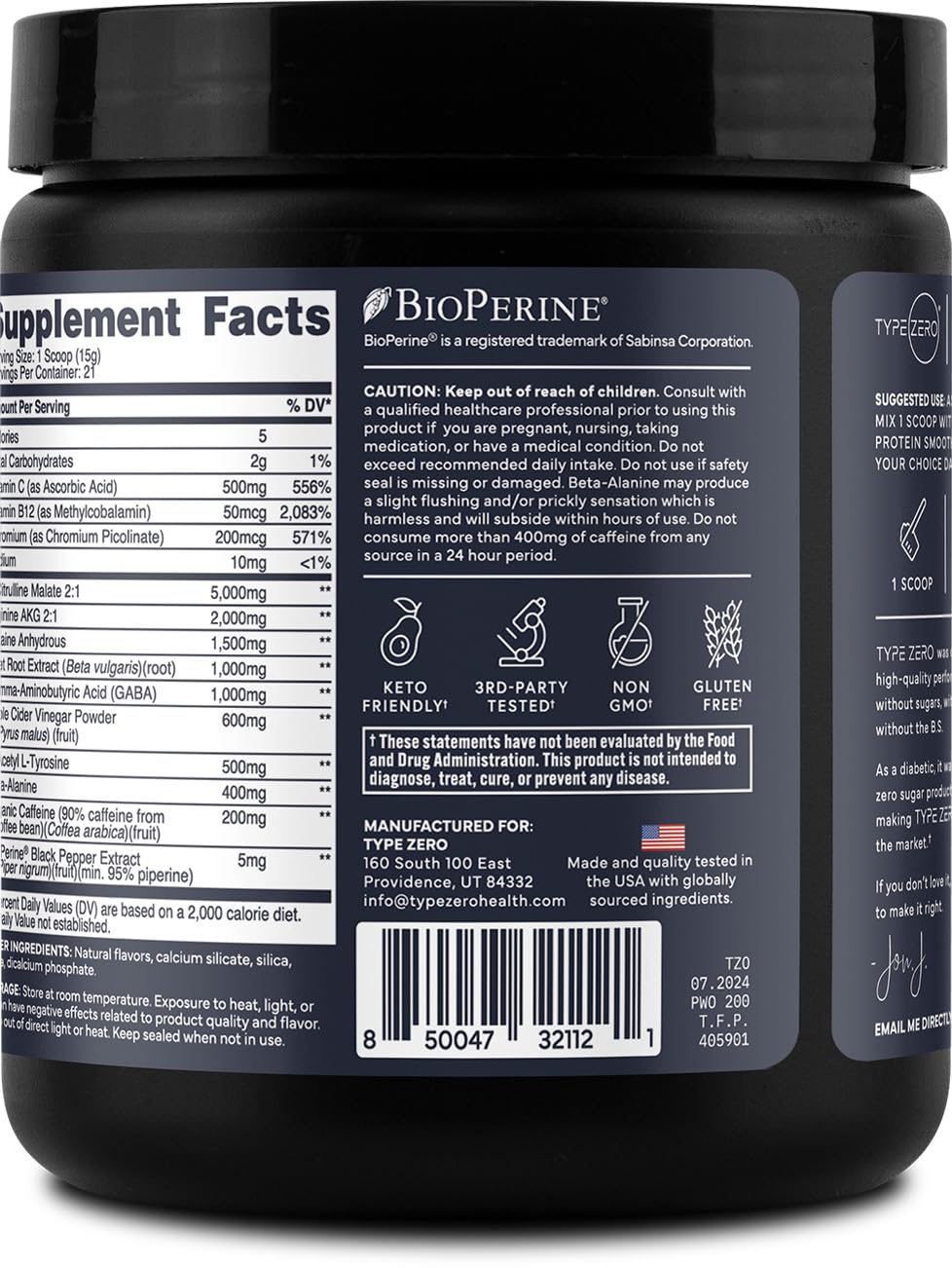 Type Zero Clean Pre Workout dissolving in water reveals vibrant color and aroma hints