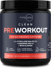 Type Zero Clean Pre Workout fruit punch bottle ready for a clean energy boost