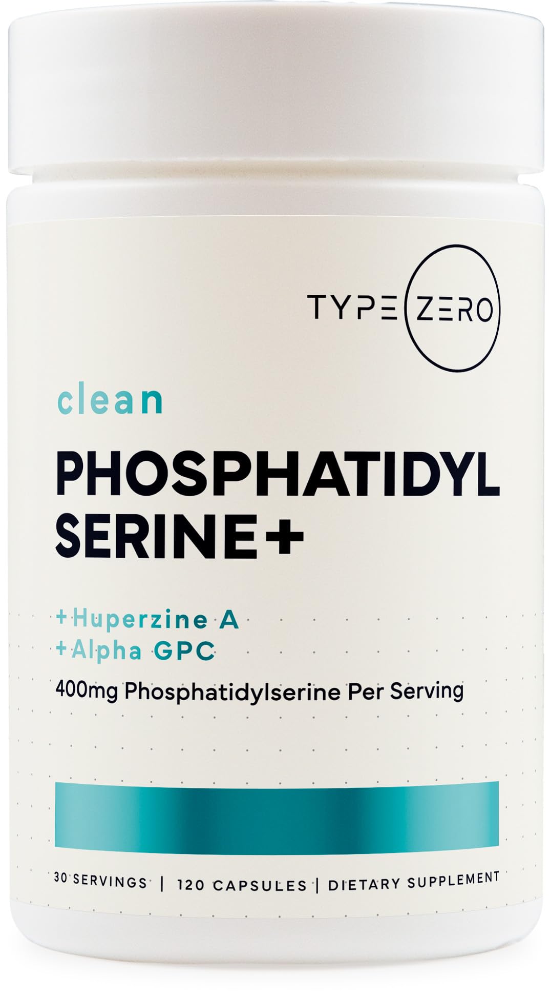 Type Zero phosphatidylserine 3X Strength bottle: promotes focus and clarity.